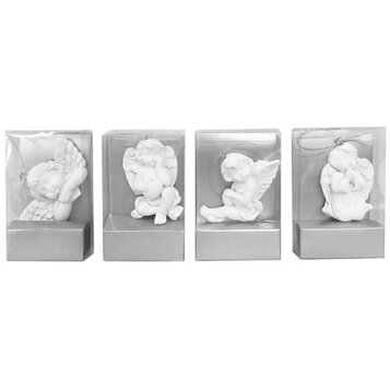 Dekorácia, závesný anjel, polyresin, bal. sellbox 24 ks (mix. 4 vzorov), 5 cm