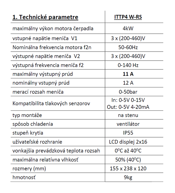 Frekvenčný menič ITTP 4kW-RS 400V