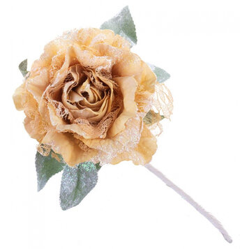 Pivónia s listom, zlatá, stonka, veľkosť kvetu: 12 cm, dĺžka kvetu: 23 cm, bal. 6 ks