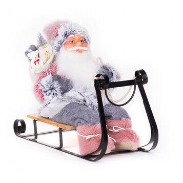 Santa na sánkach, ružový, 46 cm