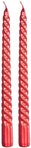 Sviečka Vianoce červená špirálová 25 cm, bal. 2 ks