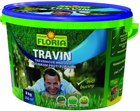 TRAVIN Trávnikové hnojivo s účinkom proti burinám 3v1 8kg