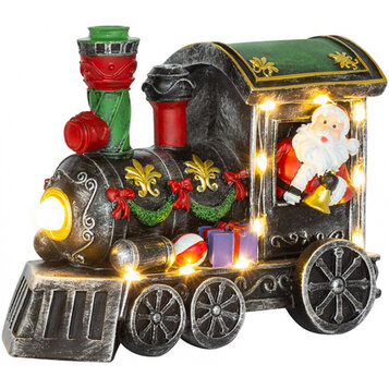 Vianočná lokomotíva so santom, LED, 3xAA, interiér