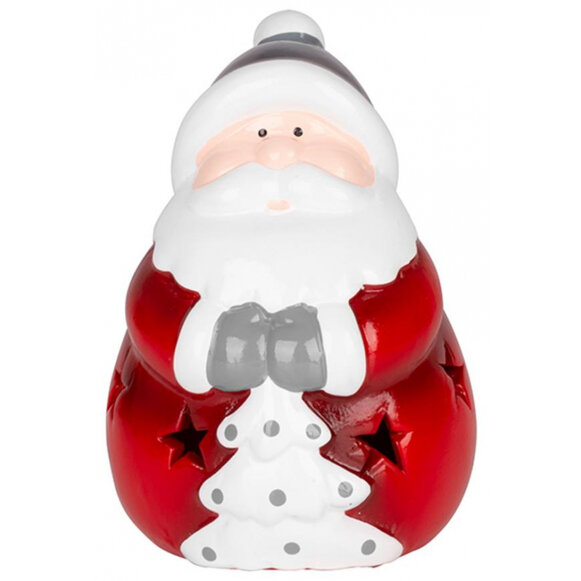 Santa, LED, terakota, 8,5x8,2x12,5 cm