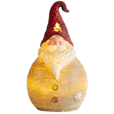 Santa okrúhly stredný, LED, polyresin, 28,5 cm